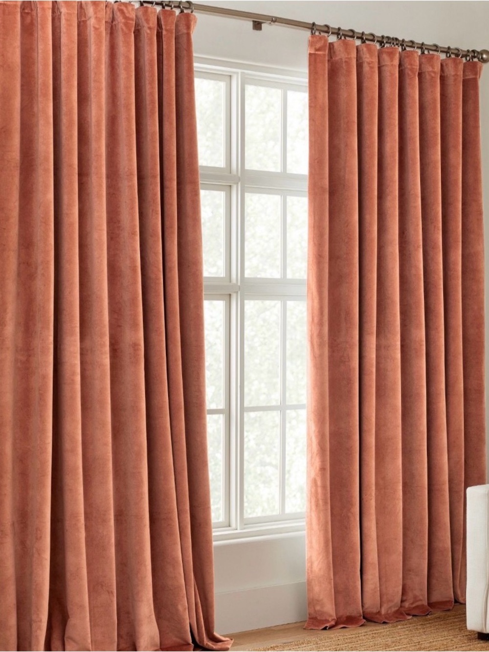 NWT POTTERY BARN SET OF 2 Velvet Twill Blackout Curtains, Color Adobe, 50” x 84”
